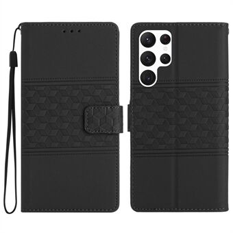 Anti-fall Imprinted Pattern Phone Case For Samsung Galaxy S23 Ultra, Retro PU Leather Skin-friendly Flip Phone Cover Stand Wallet with Strap