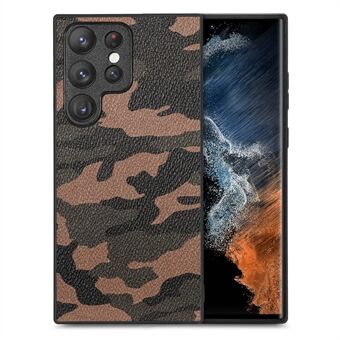 Anti-drop Phone Case for Samsung Galaxy S23 Ultra, Camouflage Pattern PU Leather Coated PC+TPU Cover