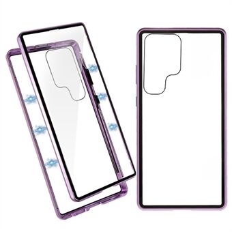 For Samsung Galaxy S23 Ultra Metal Frame Double-sided Tempered Glass Phone Case