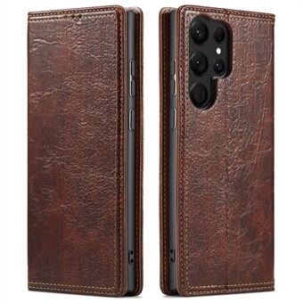 For Samsung Galaxy S23 Ultra Anti-scratch Tree Texture Phone Cover Leather Stand Wallet Phone Case