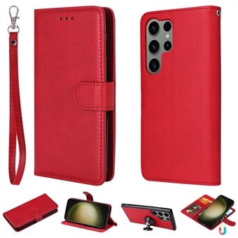 KT Leather Series-3 for Samsung Galaxy S23 Ultra Magnetic Detachable PU Leather Wallet Case Solid Color Flip Stand Phone Cover