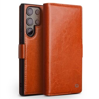 QIALINO For Samsung Galaxy S23 Ultra Wallet Genuine Cow Leather Flip Case Magnetic Closure Stand Phone Cover