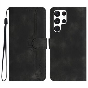 YX0030 Wallet Phone Case for Samsung Galaxy S23 Ultra Imprinted Pattern PU Leather Flip Cover Anti-Shock Phone Shell