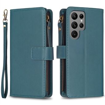 BF19 For Samsung Galaxy S23 Ultra Dustproof Phone Shell PU Leather Wallet Stand Zippered Phone Case Cover