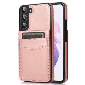 Card Holder Phone Kickstand Case for Samsung Galaxy S23 PU Leather Coated TPU Anti-Scratch Cover