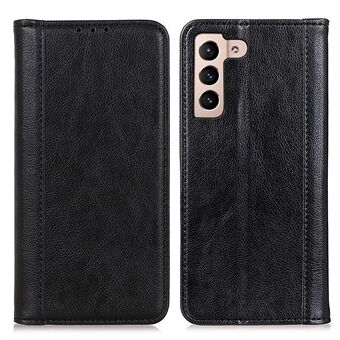 For Samsung Galaxy S23 Anti-scratch Phone Case Split Leather Litchi Texture Wallet Auto Closing Magnetic Cell Phone Cover with Stand