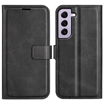 For Samsung Galaxy S23 Calf Texture PU Leather Folio Flip Case Square Magnetic Clasp Phone Stand Wallet Cover