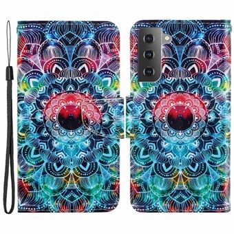 Pattern Printing Phone Case for Samsung Galaxy S23, Cross Texture Anti-scratch PU Leather Wallet Stand Inner TPU Cover