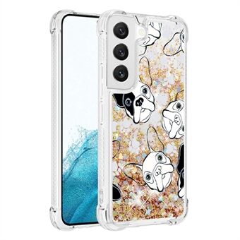 YB Quicksand Series-2 Phone Case for Samsung Galaxy S23, Pattern Printing Glittery Quicksand Soft TPU Shockproof Cell Phone Cover