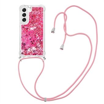 YB Quicksand Series-4 Phone Case for Samsung Galaxy S23 Liquid Quicksand Shockproof TPU Cover with Lanyard