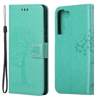 Phone Cover for Samsung Galaxy S23, Stand Feature PU Leather Imprinted Owl Tree Pattern Magnetic Clasp Flip Wallet Case