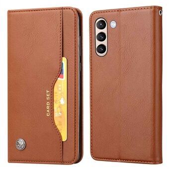 For Samsung Galaxy S23 Magnetic Auto-absorbed Phone Case Front Card Slot Design PU Leather Phone Cover Wallet Stand