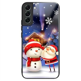 TPU+Tempered Glass Phone Case for Samsung Galaxy S23, Christmas Pattern Printing Dustproof Phone Cover