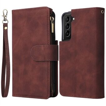 For Samsung Galaxy S23 Multiple Card Slots PU Leather Stand Case Zipper Pocket Anti-scratch Phone Wallet Cover