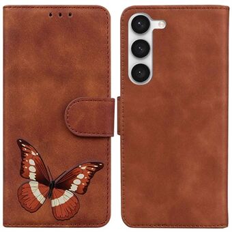 For Samsung Galaxy S23 Skin-touch PU Leather Stand Pattern Printing Anti-drop Phone Wallet Stand Cover