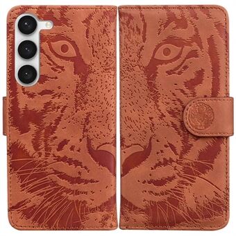 For Samsung Galaxy S23 Tiger Pattern Imprinted Wallet PU Leather Stand Magnetic Clasp Protective Phone Case