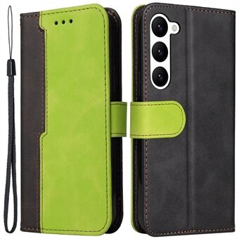 For Samsung Galaxy S23 Collision Resistant Business Style Dual-color Splicing PU Leather Protective Phone Cover with Stand Wallet