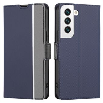 For Samsung Galaxy S23 PU Leather Stand Card Slots Case Twill Texture Double Magnetic Clasp Protective Phone Cover