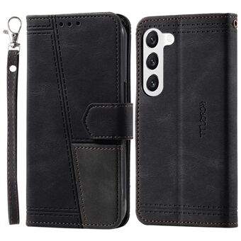 TTUDRCH Style 004 Splicing Phone Case for Samsung Galaxy S23, RFID Blocking PU Leather Stand Wallet Magnetic Clasp Cover