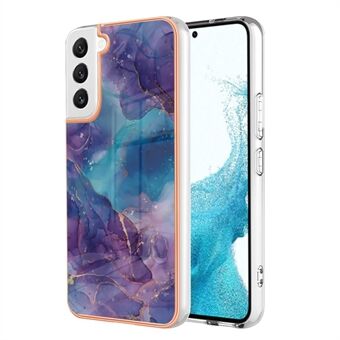 For Samsung Galaxy S23 Protective Soft TPU Phone Case YB IMD Series-16 Style E 2.0mm Anti-Drop Electroplating Marble Pattern IMD Back Cover