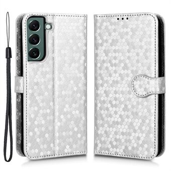 Wrist Strap Phone Shell for Samsung Galaxy S23, Dot Pattern Imprinted Phone Cover PU Leather Shockproof Wallet Stand Case