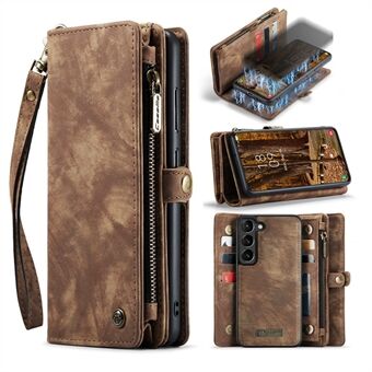 CASEME 008 Series for Samsung Galaxy S23 Multi-Functional PU Leather Foldable Stand Cover Detachable Magnetic Zipper Wallet Case