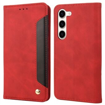 PU Leather Phone Case For Samsung Galaxy S23, Skin-friendly Phone Cover Magnetic Color Splicing Flip Shell Wallet Stand