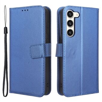 PU Leather Phone Case for Samsung Galaxy S23, Diamond Texture Wallet Stand Shockproof Phone Cover