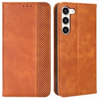 Retro Texture Phone Case for Samsung Galaxy S23, PU Leather Stand Wallet Cellphone Cover