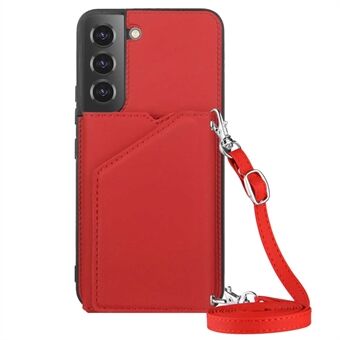 YB-1 Series Card Holder Phone Cover for Samsung Galaxy S23 Kickstand Skin-touch PU Leather Phone Case Shoulder Bag