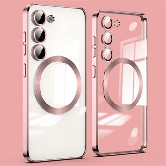 For Samsung Galaxy S23 Magnetic Clear Case Acrylic+TPU Phone Cover with Glass Lens Film