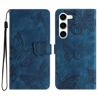 For Samsung Galaxy S23 Protective Leather Case Butterfly Imprinted Skin-Touch Phone Cover with Wallet