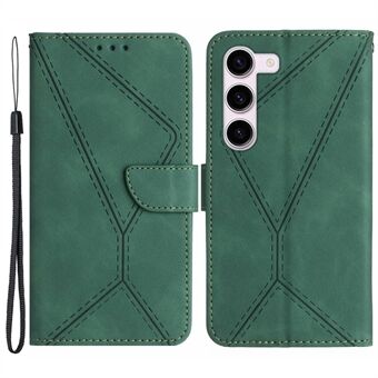 HT05 Shockproof Phone Case for Samsung Galaxy S23 Skin-touch PU Leather Wallet Cover with Strap