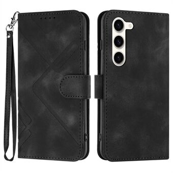 YX0040 For Samsung Galaxy S23 Anti-Fingerprint Stand Cover Imprinted Pattern PU Leather Phone Case Wallet