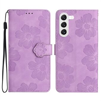 For Samsung Galaxy S23 Flowers Imprinted Leather Phone Case Stand Wallet Drop-proof Shell