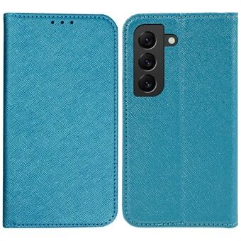 Phone Cover for Samsung Galaxy S23 Anti-drop Stand Wallet Cross Texture PU Leather Case