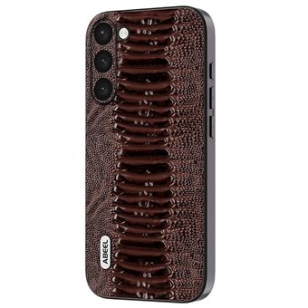 ABEEL For Samsung Galaxy S23 Phone Case Crocodile Texture Genuine Cow Leather Coated PC+TPU Back Cover