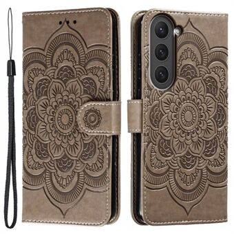 For Samsung Galaxy S23 PU Leather+TPU Phone Cover Imprinting Mandala Flower Flip Stand Cell Phone Case