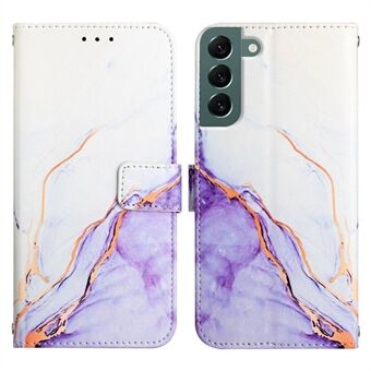 YB Pattern Printing Leather Series-5 for Samsung Galaxy S23+ Marble Pattern Magnetic Clasp PU Leather Shell Phone Stand Wallet Case