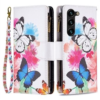 BF Pattern Printing Leather Series-4 for Samsung Galaxy S23+ Style-03 Zipper Pocket Stand Phone Case PU Leather Pattern Handbag Magnetic Wallet Cover