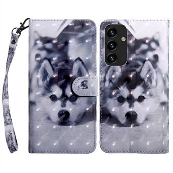 For Samsung Galaxy S23+ PU Leather 3D Pattern Printing Shockproof Case Foldable Stand Phone Wallet Cover with Wrist Strap