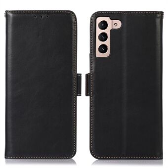 For Samsung Galaxy S23+ Crazy Horse Texture Genuine Cowhide Leather Phone Case Flip Stand RFID Blocking Wallet Cover