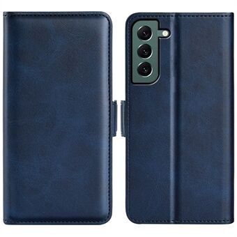 For Samsung Galaxy S23+ Calf Texture PU Leather Dual Magnetic Clasp Phone Case Anti-scratch Stand Wallet Cover