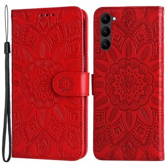 PU Leather Imprinted Sunflower Stand Phone Case for Samsung Galaxy S23+, Wallet Design Magnetic Closure Smartphone Shell Cover