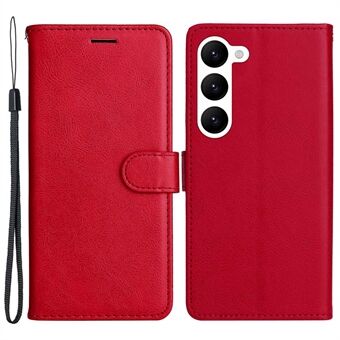 KT Leather Series-2 for Samsung Galaxy S23+ Supporting Stand Wallet Design Solid Color PU Leather Phone Case Magnetic Phone Shell with Strap