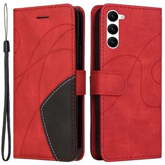 KT Leather Series-1 For Samsung Galaxy S23+ Dual-color Splicing PU Leather Phone Wallet Case Hands-free Stand Drop-proof Cover with Strap