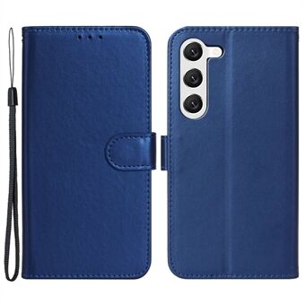 Cell Phone Cover for Samsung Galaxy S23+, Anti-fall Solid Color Wallet Stand PU Leather Phone Case with Strap