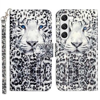 For Samsung Galaxy S23+ PU Leather Magnetic Phone Case Stand Function 3D Pattern Printing Wallet Cover with Strap