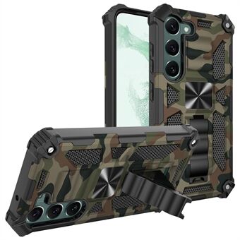 For Samsung Galaxy S23+ Camouflage Design Military Grade Drop Protective Cover Soft TPU Hard PC Kickstand Tough Phone Case