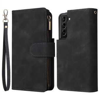 For Samsung Galaxy S23+ Multiple Card Slots Zipper Pocket PU Leather Case Shockproof Wallet Stand Cover